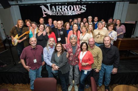 The Narrows Center for the Arts in Fall River, MA, is celebrating its 15th anniversary this year. Pictured is all of the dedicated volunteers and staff with performer Walter Trout at their 1,500th show. (Photo by Rick Farrell)