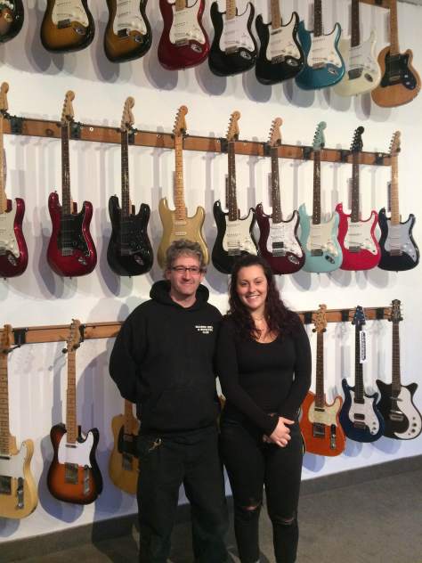 From left, Mouradian Guitar co-owner Jon Mouradian and Limelight Magazine writer Julia Cirignano.